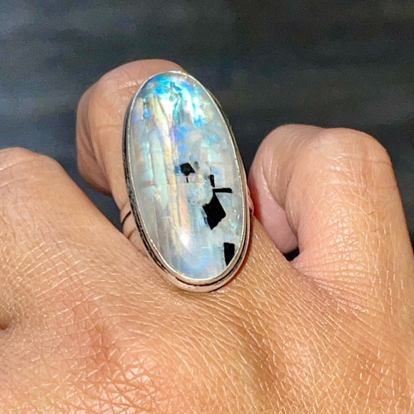 Rainbow Moonstone “The Visionary Stone” Ring 7 1/4 - Picture 11 of 14